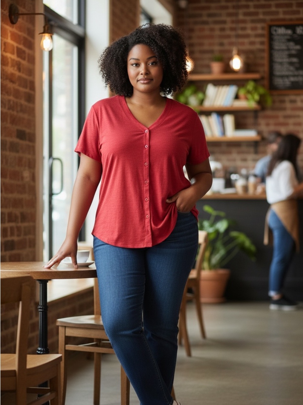 Basic Editions Pink Button-Up Shirt